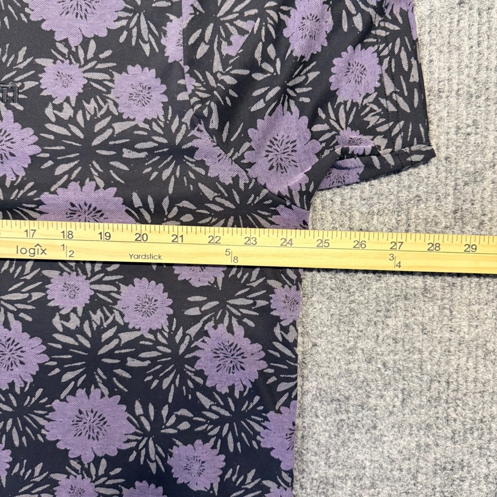 TravisMathew‎ Not Happening Floral Print Men's Golf Polo Shirt Purple Black XXL - Picture 5 of 6
